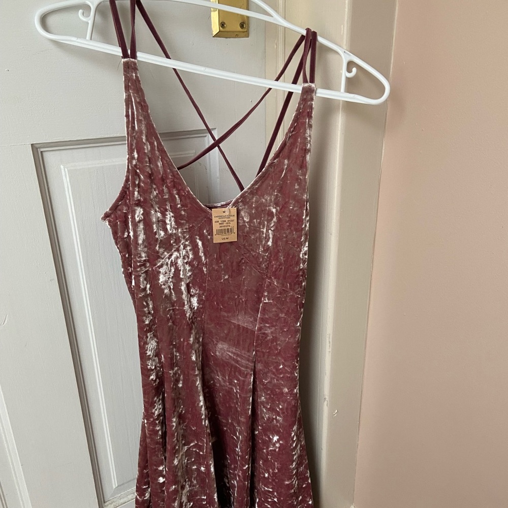 American eagle crushed velvet mini dress. Medium. Soft pink color